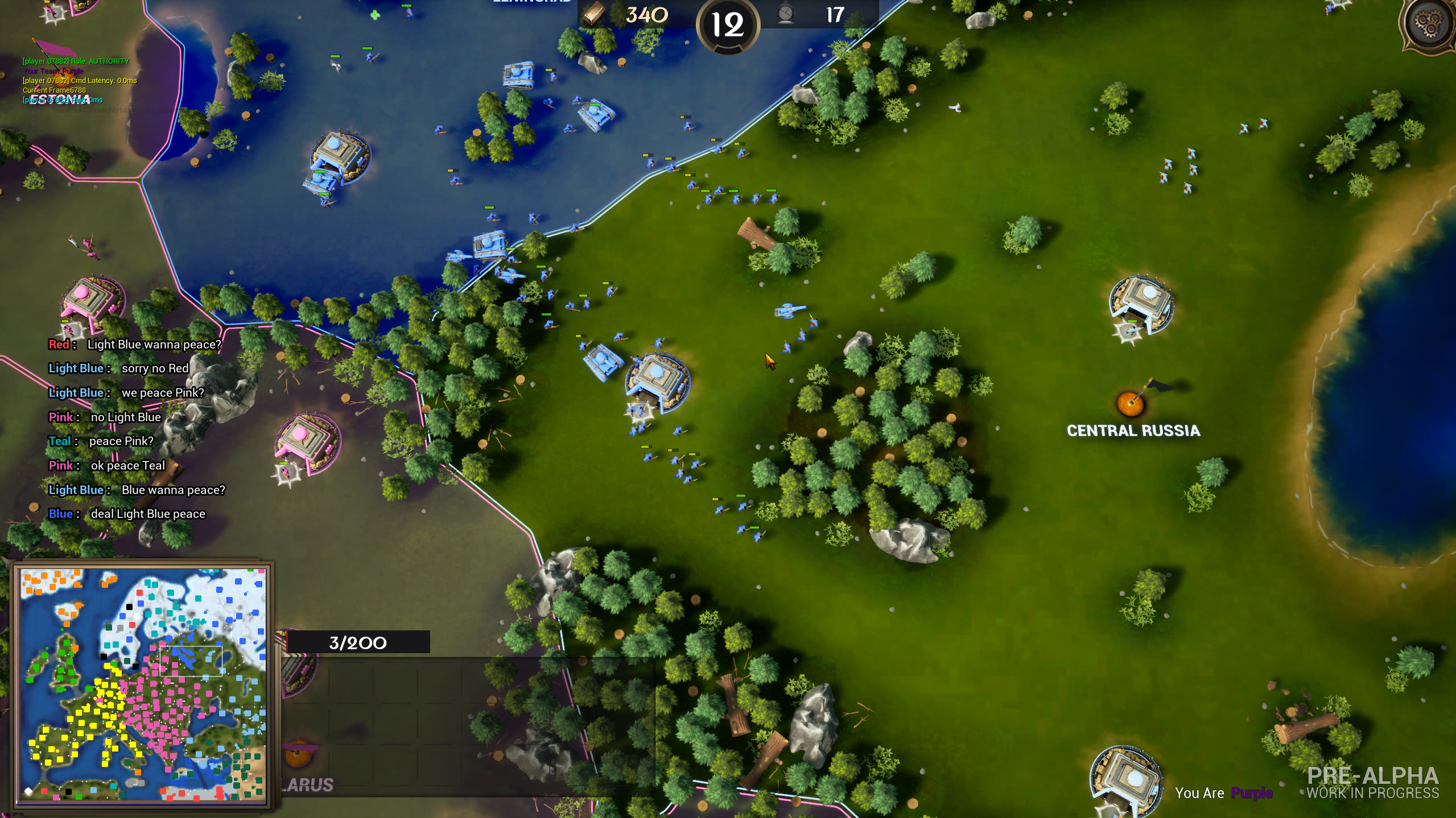 Overhead view of a chaotic 20-player battle