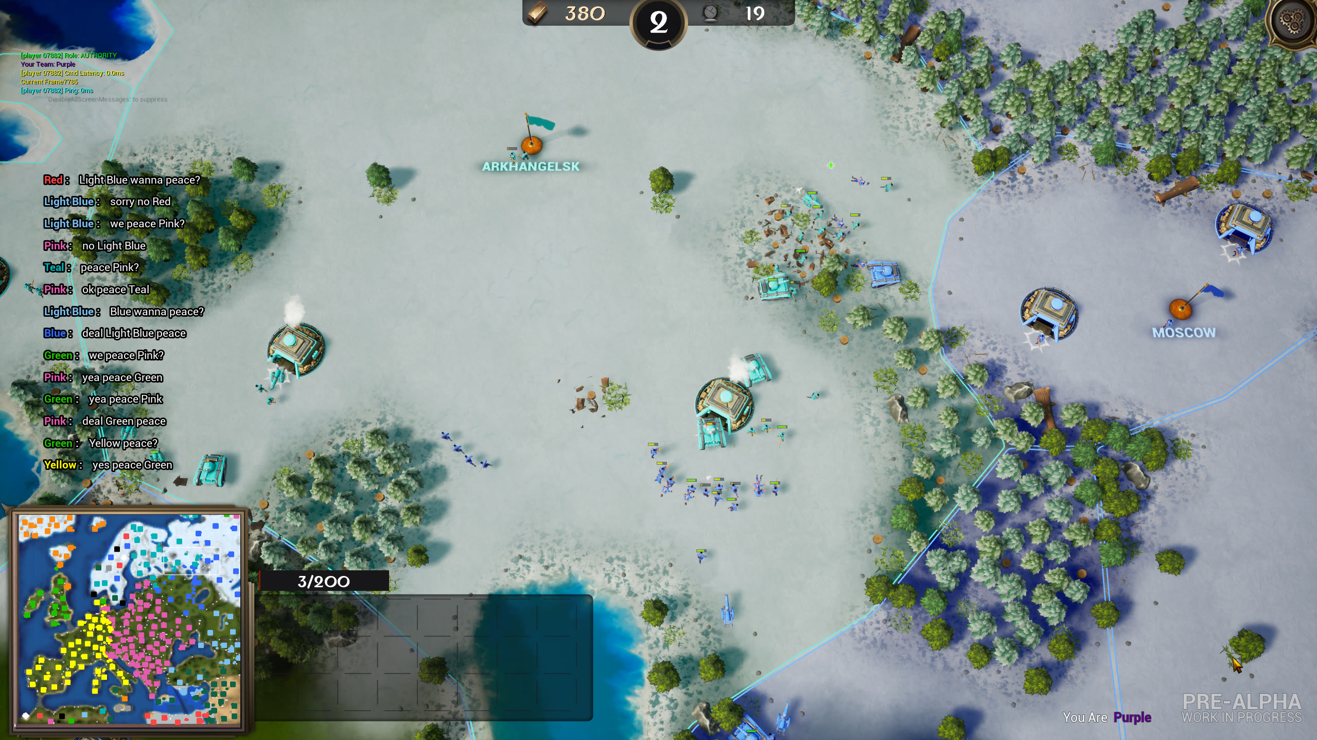 Territory control map with unit spawning